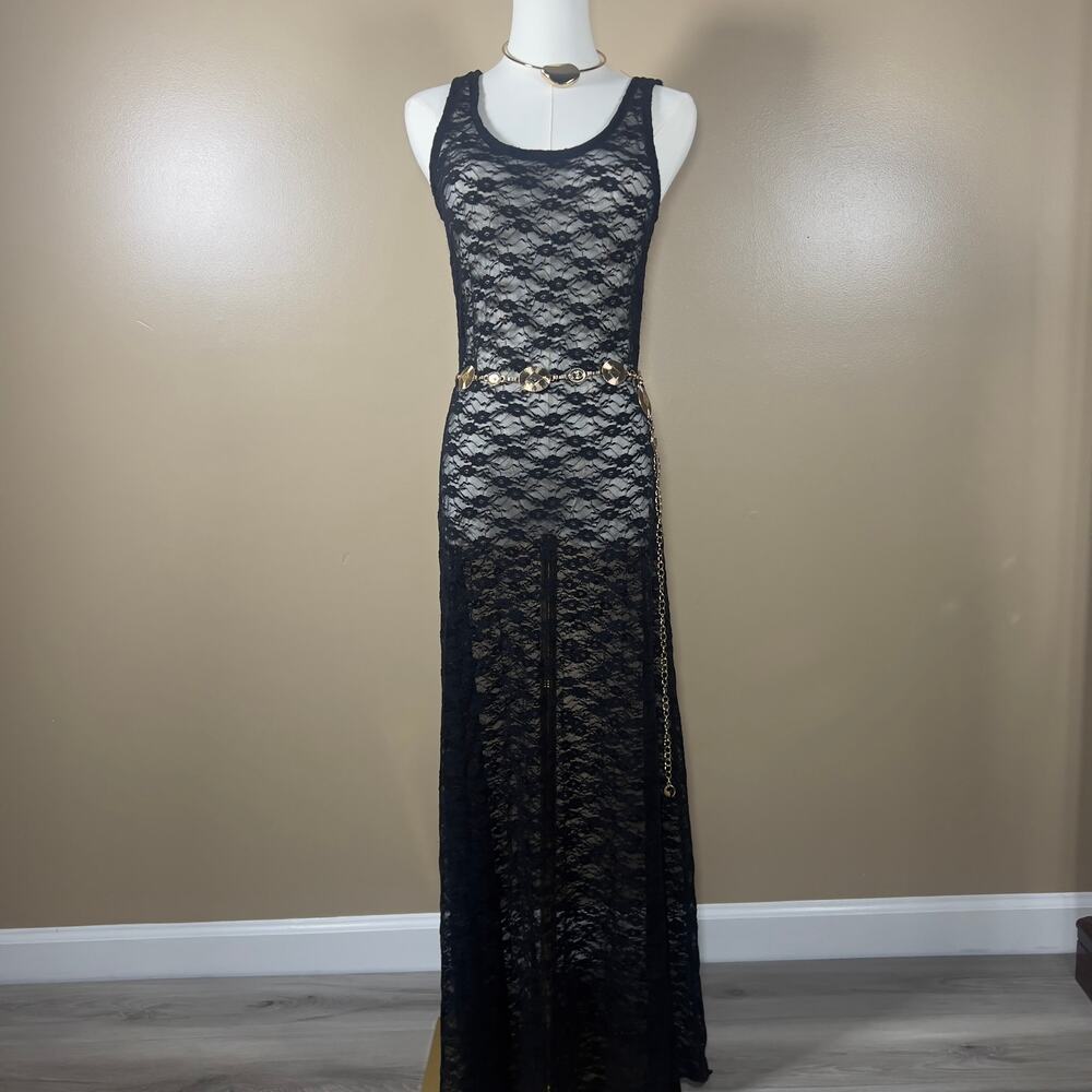 Just Polly New York Black Maxi Lace Dress Size Medium